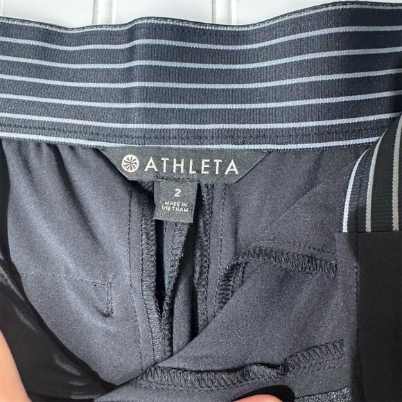 Athleta Tribeca Women's Black Wide Leg Crop Side Snaps Pants 2 Workwear Comfort - Picture 4 of 8